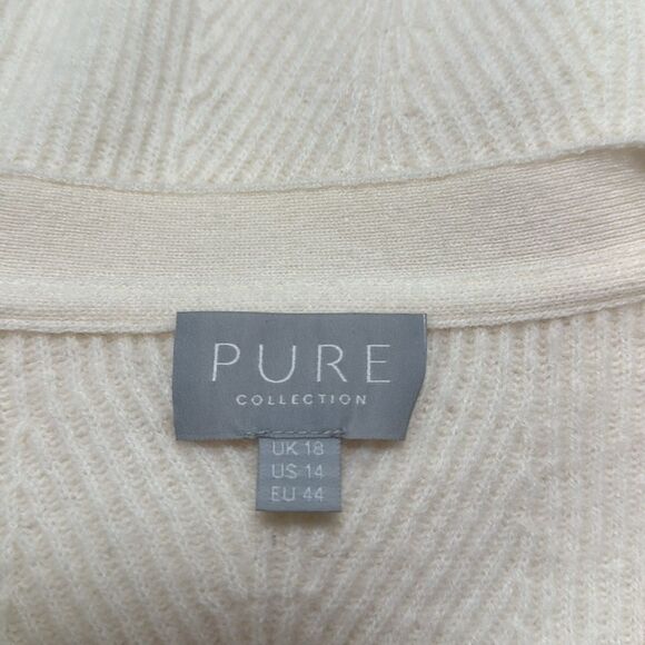 PURE COLLECTION RIBBED V-NECK CARDIGAN. SOFT WHITE - Picture 5 of 6